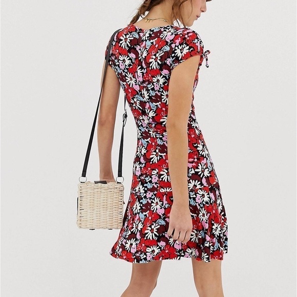 Free People Key To Your Heart mini dress in Black Red Floral size small - Picture 3 of 12